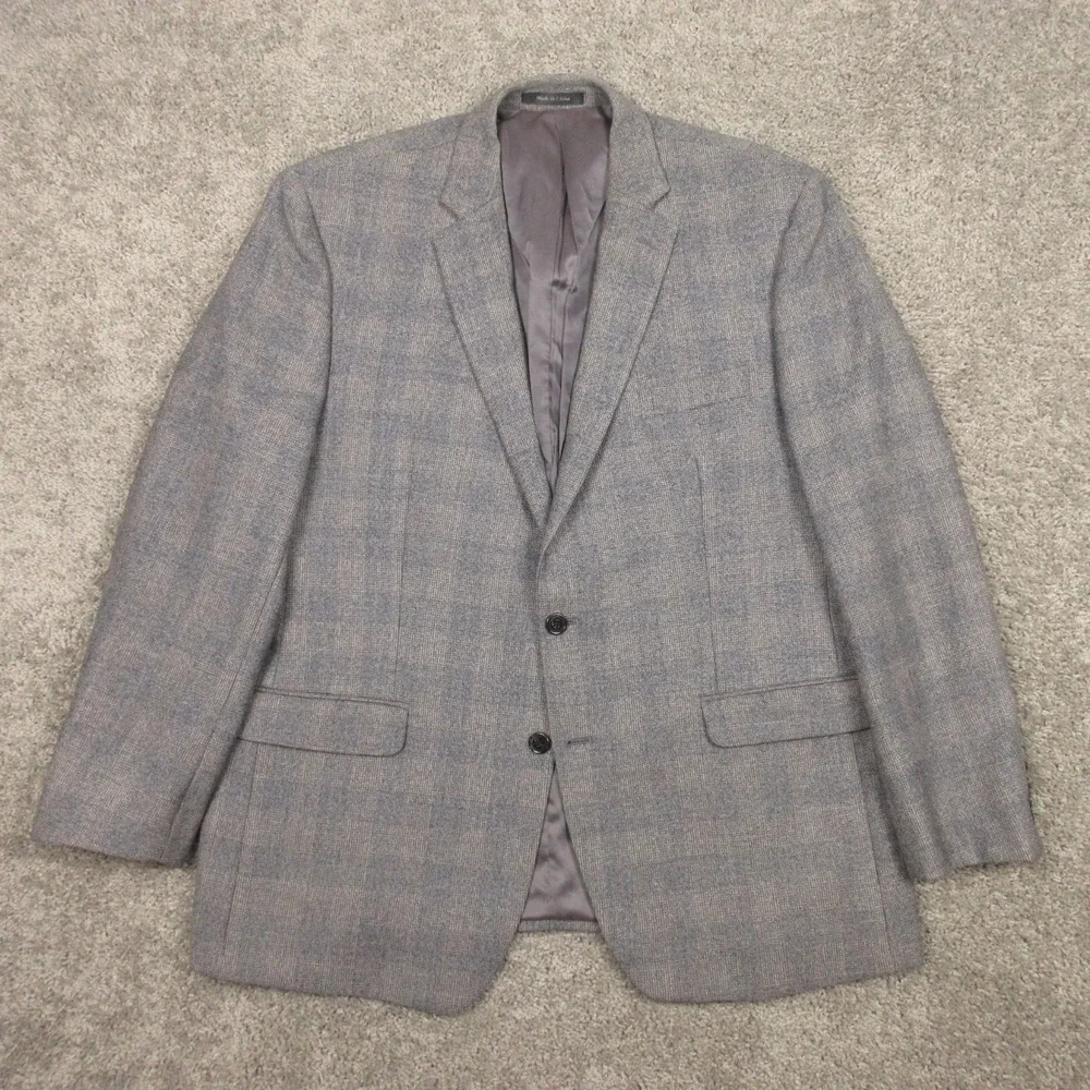 Lauren Ralph Lauren Jacket Mens 46 R Gray Plaid Wool Blazer Business Professor